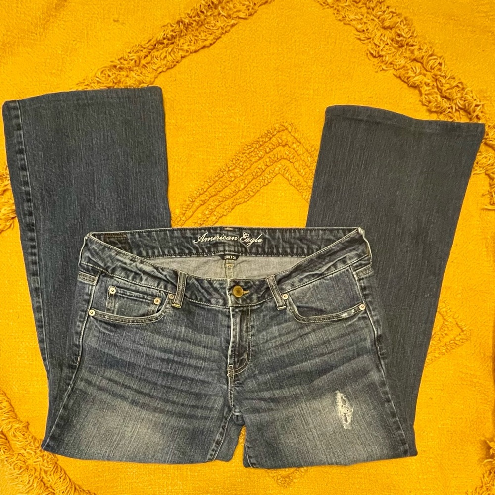 American Eagle Outfitters Vintage Womens Boyfriend Flare Low-Rise Stretch Jeans